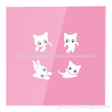 New Crystal Touchscreen Faceplates Switch, 4 Gang Pink Cat Glass